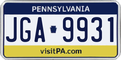PA license plate JGA9931