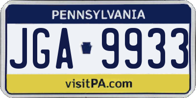 PA license plate JGA9933