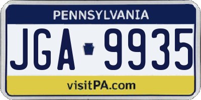 PA license plate JGA9935