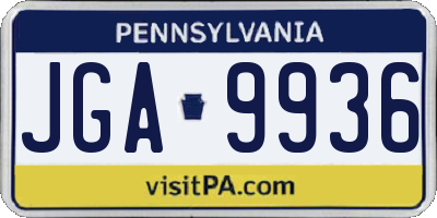 PA license plate JGA9936
