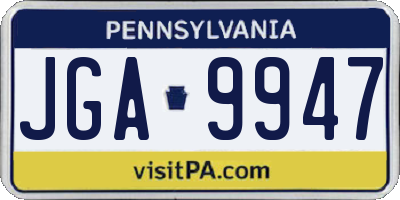 PA license plate JGA9947