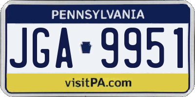 PA license plate JGA9951