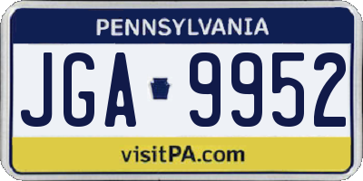 PA license plate JGA9952