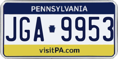 PA license plate JGA9953