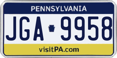 PA license plate JGA9958