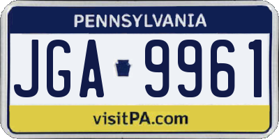 PA license plate JGA9961
