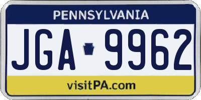PA license plate JGA9962