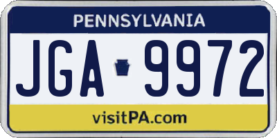 PA license plate JGA9972