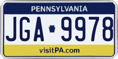 PA license plate JGA9978