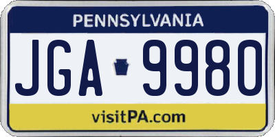 PA license plate JGA9980