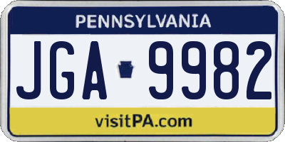 PA license plate JGA9982