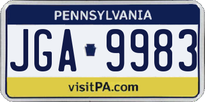 PA license plate JGA9983