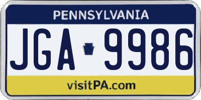 PA license plate JGA9986