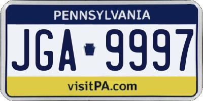 PA license plate JGA9997