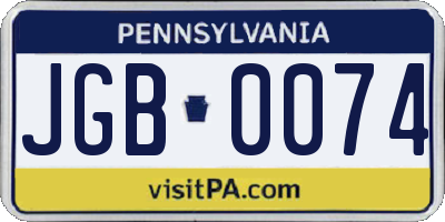 PA license plate JGB0074