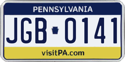 PA license plate JGB0141