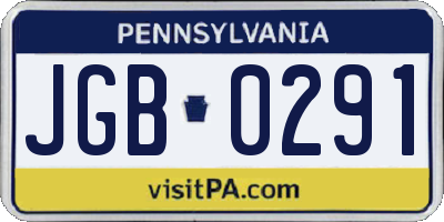PA license plate JGB0291