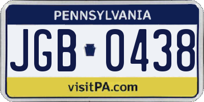 PA license plate JGB0438