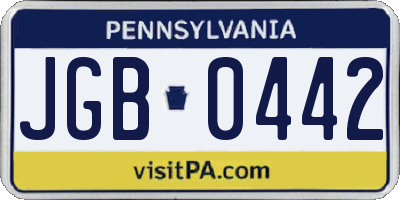 PA license plate JGB0442