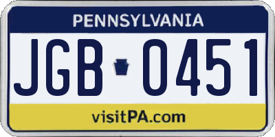 PA license plate JGB0451