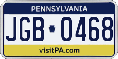 PA license plate JGB0468