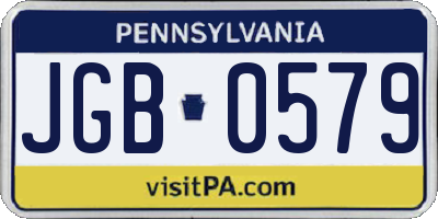 PA license plate JGB0579