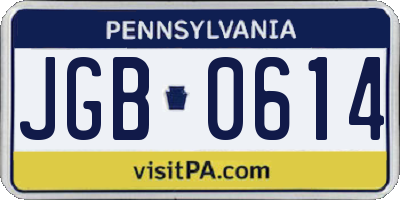 PA license plate JGB0614