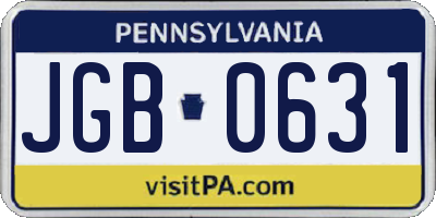 PA license plate JGB0631