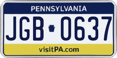 PA license plate JGB0637