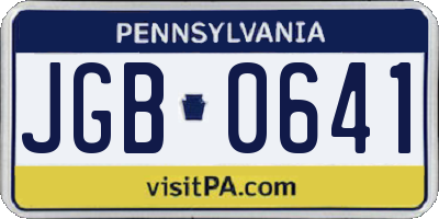 PA license plate JGB0641