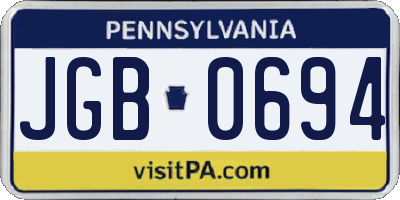PA license plate JGB0694