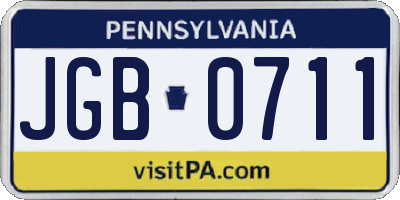 PA license plate JGB0711