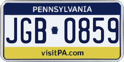 PA license plate JGB0859