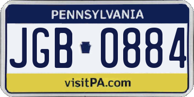 PA license plate JGB0884
