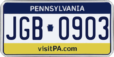 PA license plate JGB0903