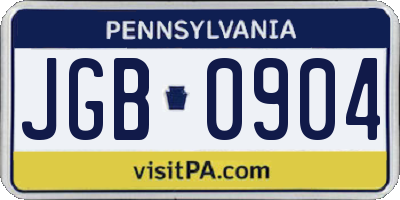 PA license plate JGB0904