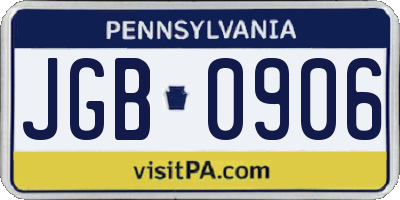 PA license plate JGB0906