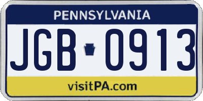 PA license plate JGB0913
