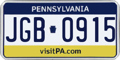 PA license plate JGB0915