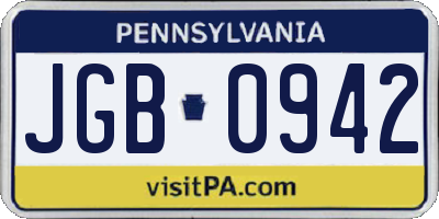 PA license plate JGB0942