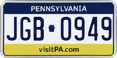PA license plate JGB0949