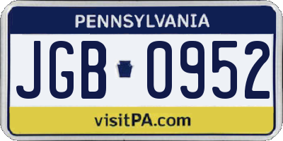 PA license plate JGB0952