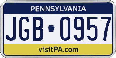 PA license plate JGB0957
