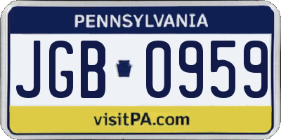 PA license plate JGB0959