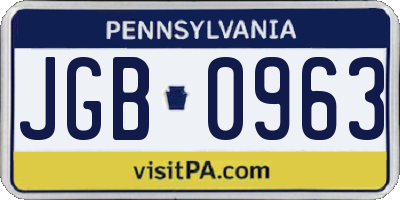PA license plate JGB0963