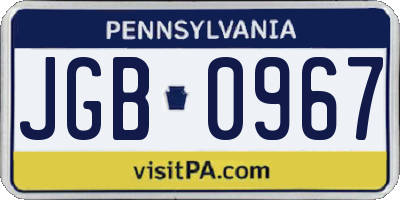 PA license plate JGB0967