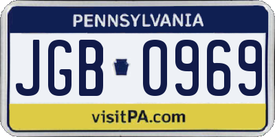 PA license plate JGB0969