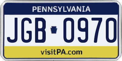 PA license plate JGB0970