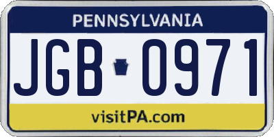 PA license plate JGB0971