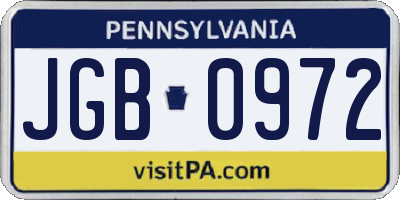 PA license plate JGB0972